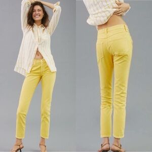 NWT AMO Tomboy Relaxed Tapered Straight Yellow Jeans Pants